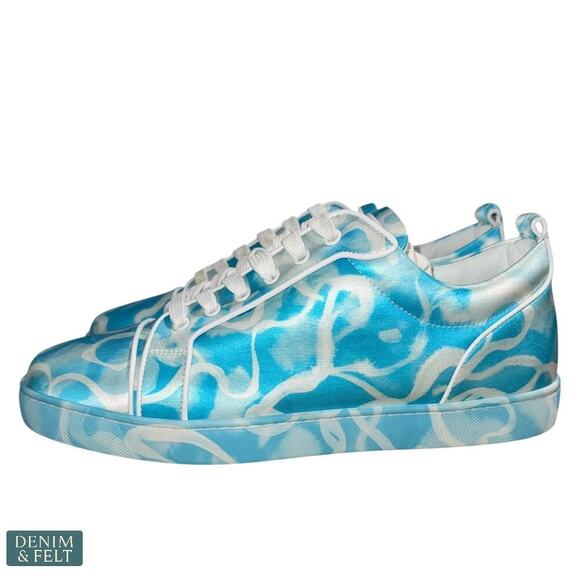 Christian‎ Louboutin Louis Junior Swirls Low Sneakers Blue White Men’s 46 NEW main image 4